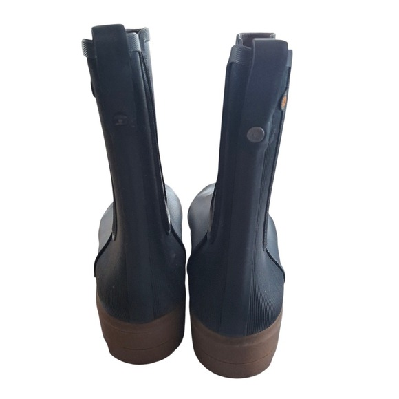 Bogs Holly Tal Chelsea Waterproof Black Rubber Rain Boots Women's Size 8 - Picture 3 of 7
